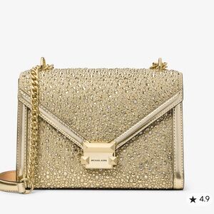 Michael Kors Whitney Medium Embellished Metallic Shoulder Bag in Pale Gold